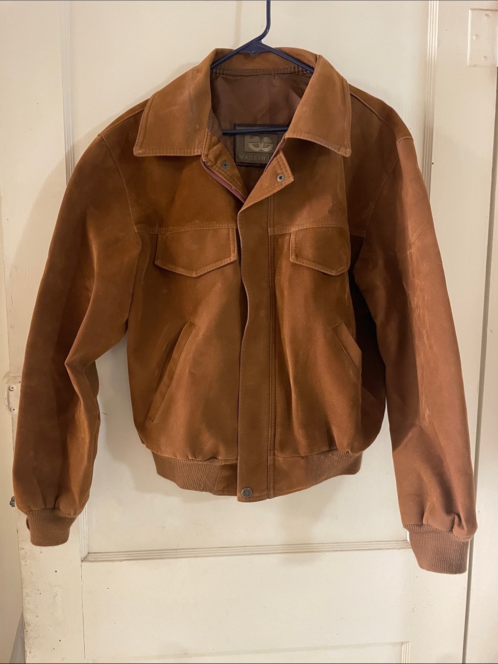 Men's Chestnut Suede Bomber Jacket
